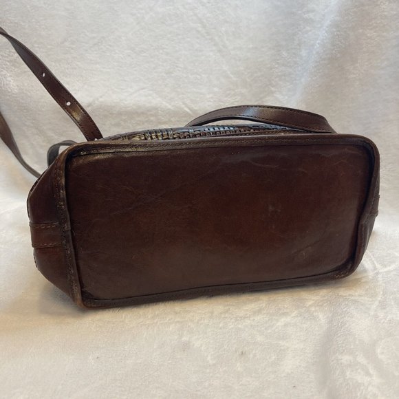 Brahmin Vintage Woven Leather Cognac Brown Shoulder Bucket Bag - VGUC - Picture 6 of 12